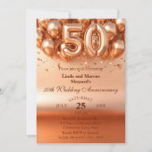 Glinsterende gouden ballonnen 50e bruiloft Jubileu Kaart (Voorkant)