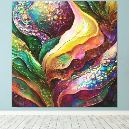 Glinsterende gouden en Abstracte texturen Canvas Afdruk (Insitu (Houten vloer))