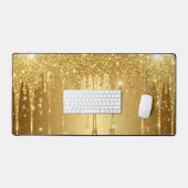 Glinsterende Gouden Glitter Druppel Achtergrond Bureaumat (Keyboard & Muis)