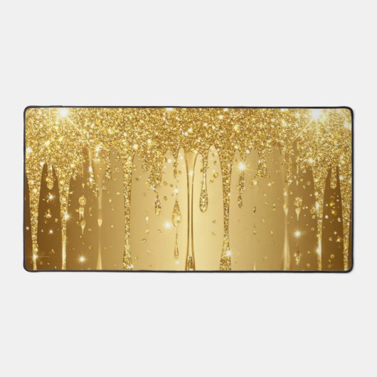 Glinsterende Gouden Glitter Druppel Achtergrond Bureaumat (Voorkant)
