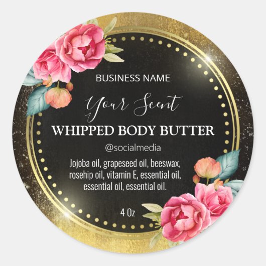Glinsterende Gouden Inkt  Body Butter Labels (Voorkant)