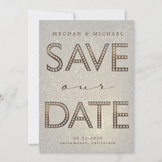 glinsterende gouden letters fabulous Save the Date Kaart (Voorkant)