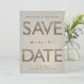 glinsterende gouden letters fabulous Save the Date Kaart (Staand voorkant)