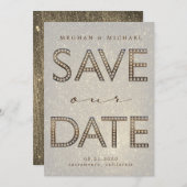 glinsterende gouden letters fabulous Save the Date Kaart (Voorkant / Achterkant)