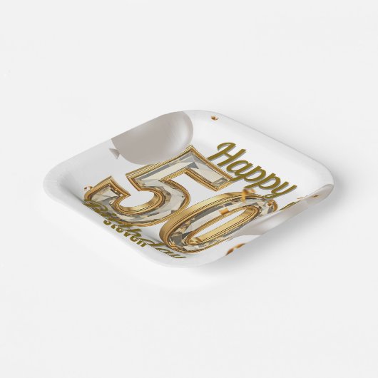Glinsterende Gouden Luxe Elegantie 50e Verjaardag Papieren Bordje (Gebogen)