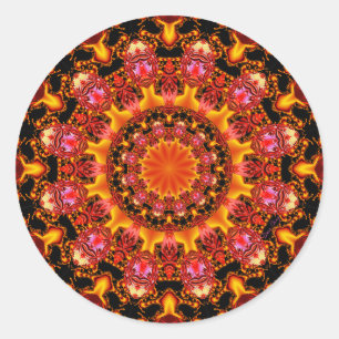 Glinsterende gouden mandala, Abstract rood Sinaasa Ronde Sticker
