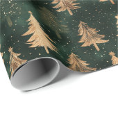 Glinsterende Gouden & Rijke Groene Kerstboom Cadeaupapier (Rol Hoek)