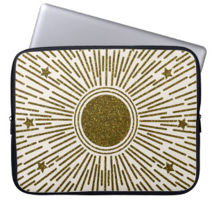Glinsterende gouden zon, stralen. laptop sleeve