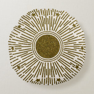 Glinsterende gouden zon,  stralen. rond kussen