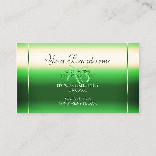 Glinsterende Grass Green Sparkle Diamonds Initiale Visitekaartje (Achterkant)