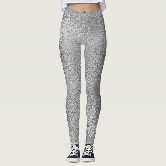 Glinsterende Grijs Glas Ontwerp Leggings (Voorkant)