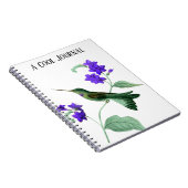 Glinsterende groene kolibrie op Paarse bloemstenge Notitieboek (Rechterzijde)