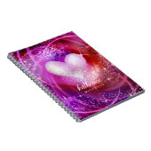 Glinsterende hart magenta notitieboek (Rechterzijde)