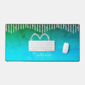 Glinsterende harten Aqua Desk Mat (Keyboard & Muis)