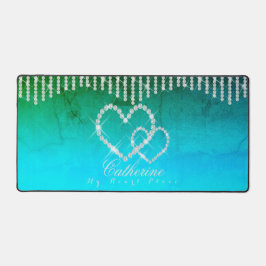 Glinsterende harten Aqua Desk Mat