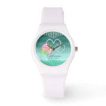 Glinsterende harten Floral Aqua