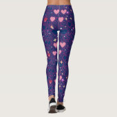 Glinsterende harten Patroon 01 DBlue BG Leggings (Achterkant)