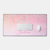 Glinsterende harten rustiek roze bureaumat (Keyboard & Muis)