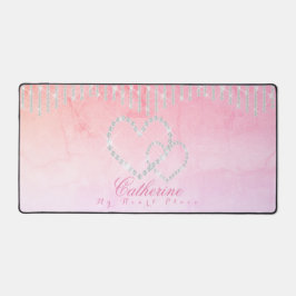 Glinsterende harten rustiek roze bureaumat