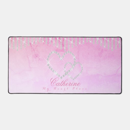 Glinsterende harten rustieke Paarse Bureaumat (Voorkant)