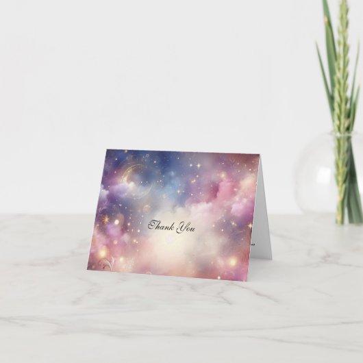 Glinsterende hemelse Stardust Skies bruiloft Bedankkaart (Voorkant)
