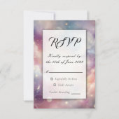 Glinsterende hemelse Stardust Skies bruiloft RSVP Kaartje (Voorkant)