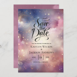 Glinsterende hemelse Stardust Skies bruiloft Save The Date