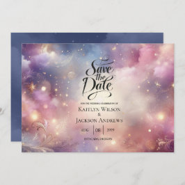 Glinsterende hemelse Stardust Skies bruiloft Save The Date
