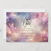 Glinsterende hemelse Stardust Skies bruiloft Save The Date (Voorkant)