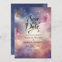Glinsterende hemelse Stardust Skies bruiloft Save The Date