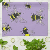 Glinsterende hommel op lavendel keukenhanddoek (Gevouwen)