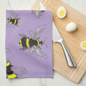 Glinsterende hommel op lavendel keukenhanddoek (Quarter Fold)