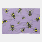 Glinsterende hommel op lavendel keukenhanddoek (Horizontaal)