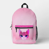 Glinsterende kattengezicht bedrukte rugzak (Voorkant)