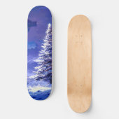 Glinsterende Kerstboom Besneeuwde Berglandschap Persoonlijk Skateboard (Voorkant)