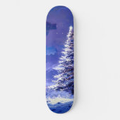 Glinsterende Kerstboom Besneeuwde Berglandschap Persoonlijk Skateboard (Voorkant)