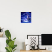 Glinsterende Kerstboom Besneeuwde Berglandschap Poster (Thuiskantoor)