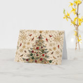 Glinsterende kerstboom met goudfolie kaart (Gele Bloem)