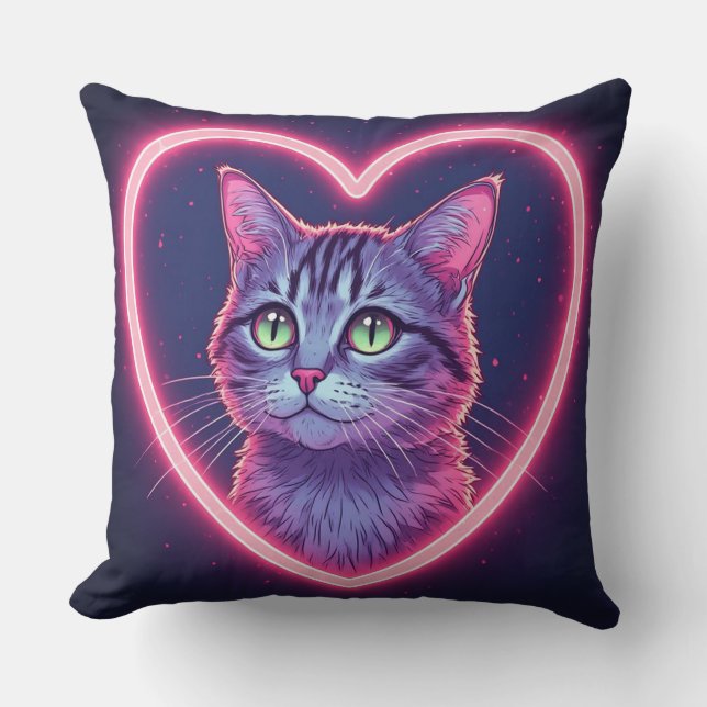 Glinsterende Kittie Liefdes Kunst | Romantisch Hui Kussen (Voorkant)