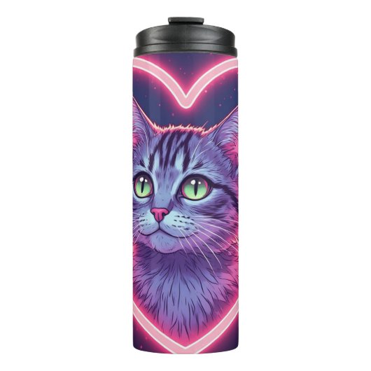 Glinsterende Kitty Liefde Kunst | Romantisch Gesch Thermosbeker (Voorkant)