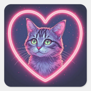 Glinsterende Kitty Liefdeskunst   Romantisch Gesch Vierkante Sticker