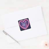 Glinsterende Kitty Liefdeskunst | Romantisch Gesch Vierkante Sticker (Envelop)