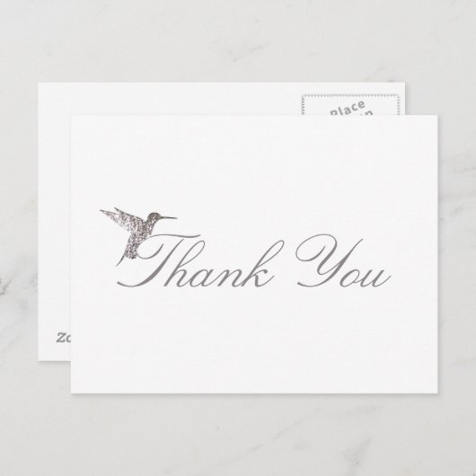 Glinsterende kolibrie Dank u White Briefkaart (Voorkant / Achterkant)
