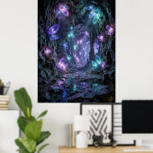 Glinsterende Kristalgrot Fantasie Kunst Poster (Thuiskantoor)