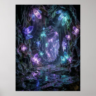 Glinsterende Kristalgrot Fantasie Kunst Poster