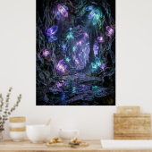 Glinsterende Kristalgrot Fantasie Kunst Poster (Keuken)
