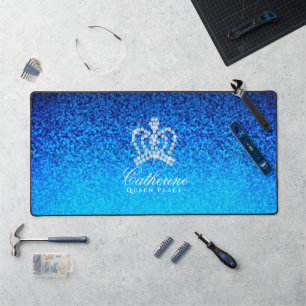 Glinsterende Kroon Luxe Blauw Bureaumat