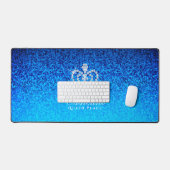 Glinsterende Kroon Luxe Blauw Bureaumat (Keyboard & Muis)