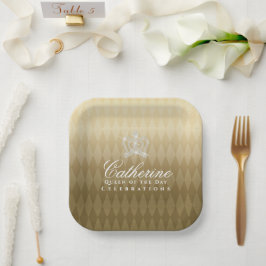 Glinsterende Kroon Luxe Goud Papieren Bordje