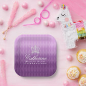 Glinsterende Kroon Luxe Lavendel Papieren Bordje (Feest)